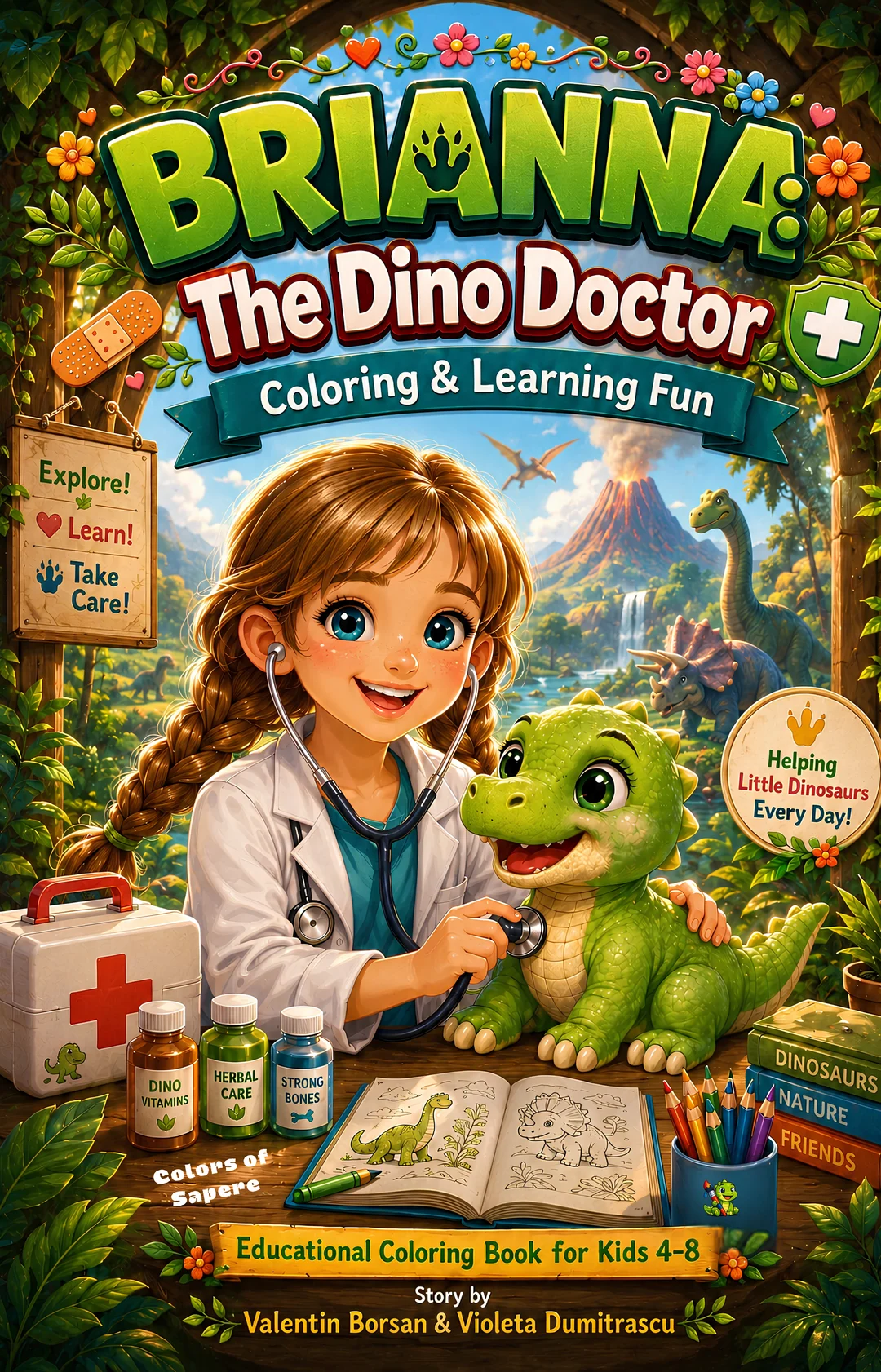 Brianna: Doctorul Dinozaurilor — O carte de colorat și activități